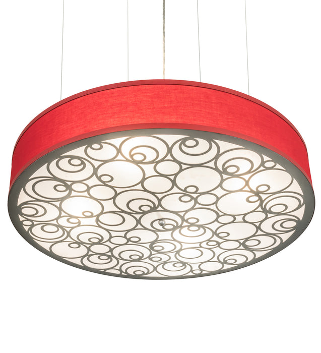 Meyda Tiffany 155398 Four Light Pendant, Nickel Powder/Regimental Red