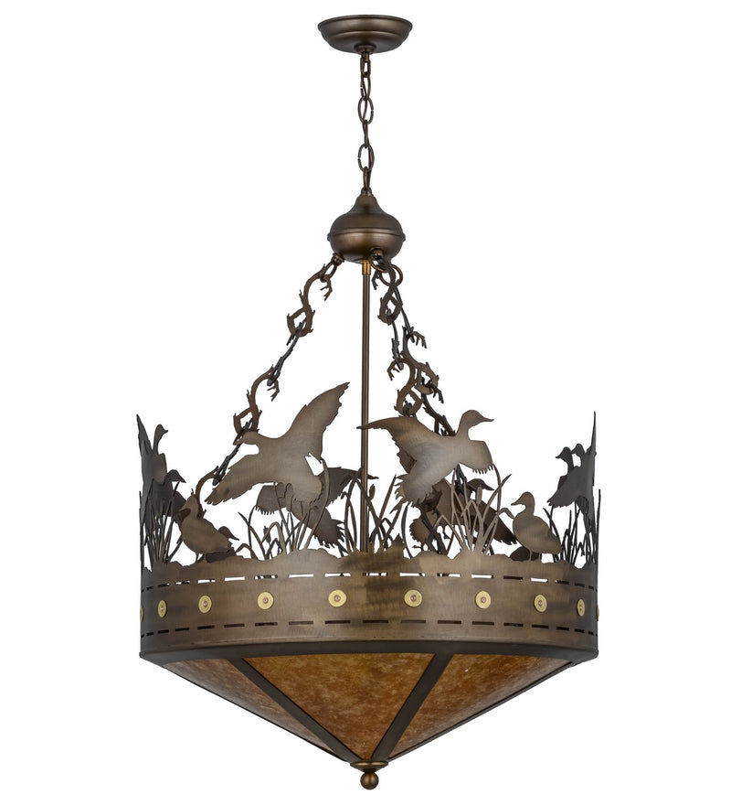 Meyda Tiffany 155789 Four Light Inverted Pendant, Antique Copper