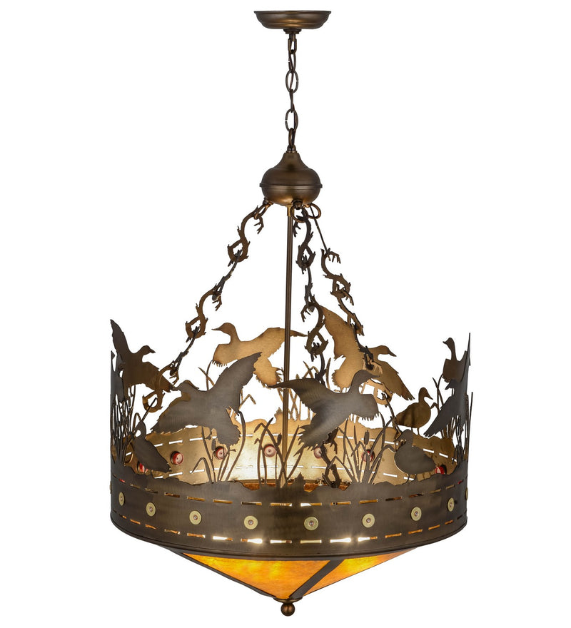Meyda Tiffany 155789 Four Light Inverted Pendant, Antique Copper
