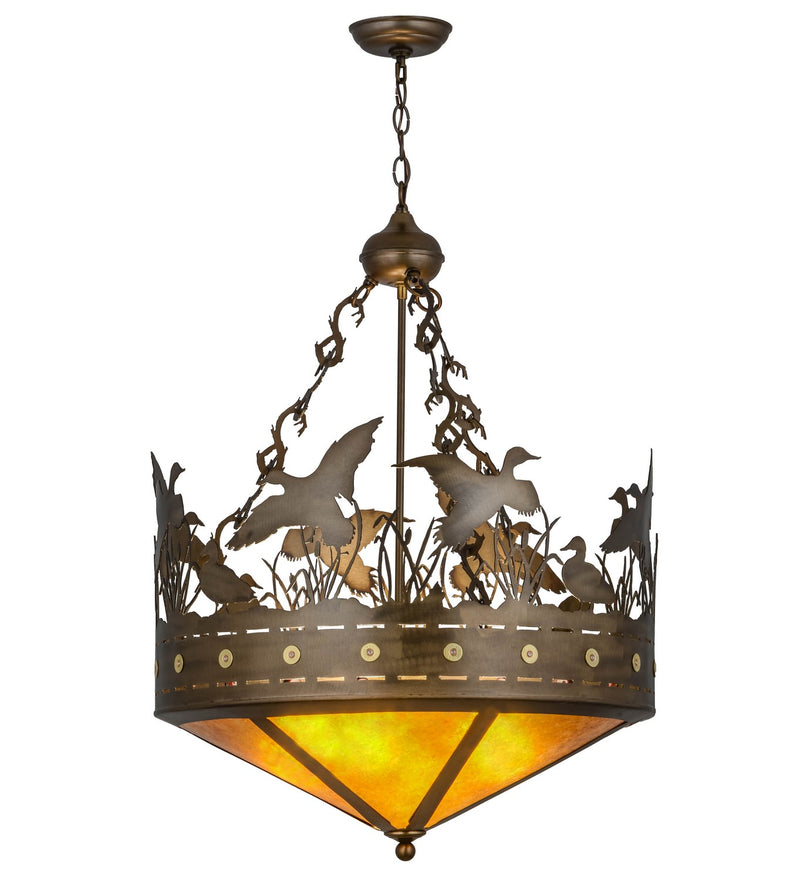 Meyda Tiffany 155789 Four Light Inverted Pendant, Antique Copper