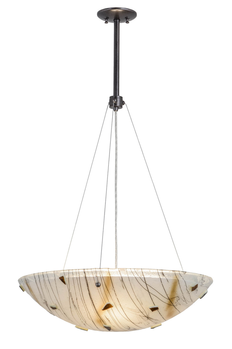 Meyda Tiffany 156008 Three Light Inverted Pendant, Black Metal