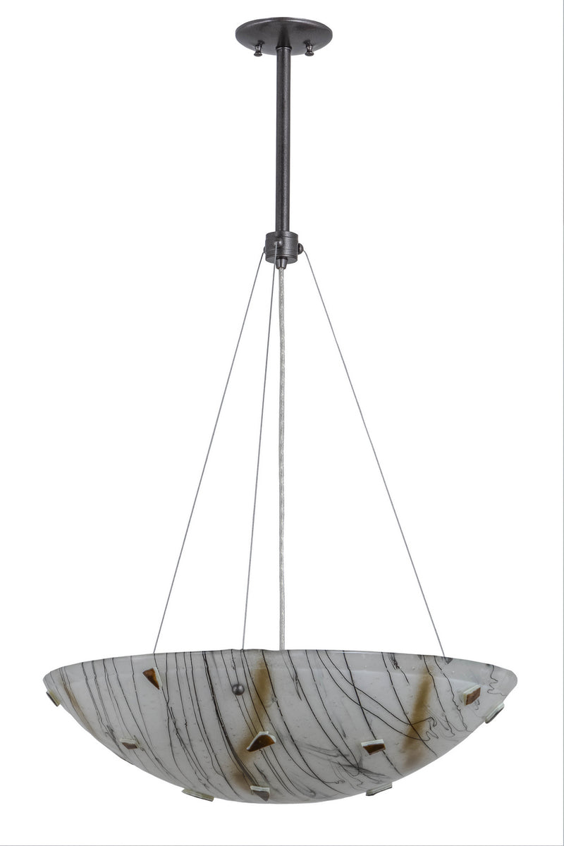Meyda Tiffany 156008 Three Light Inverted Pendant, Black Metal
