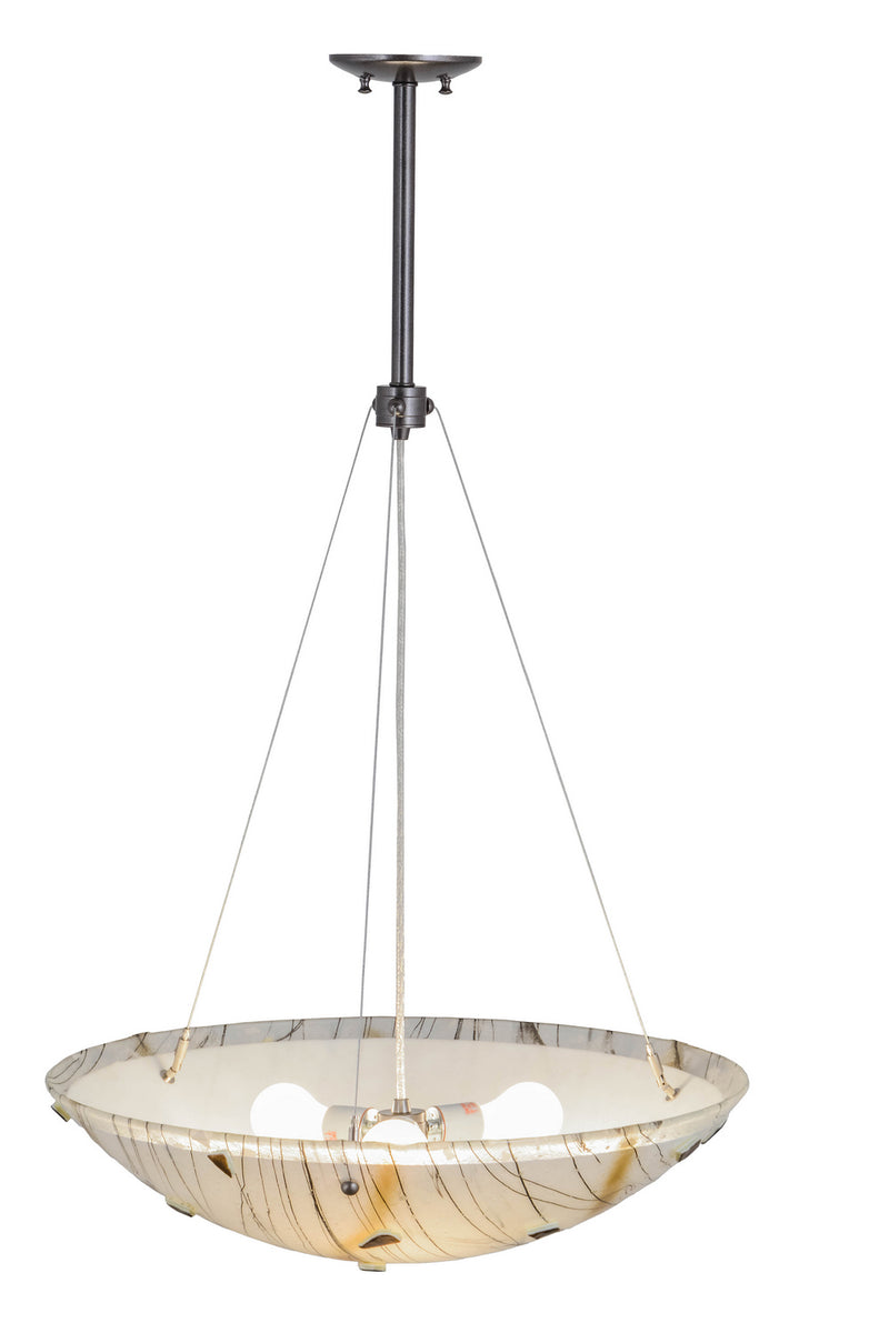 Meyda Tiffany 156008 Three Light Inverted Pendant, Black Metal