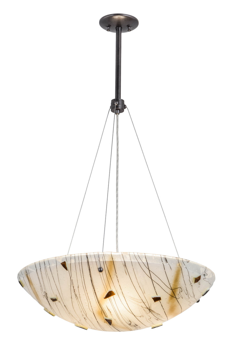 Meyda Tiffany 156008 Three Light Inverted Pendant, Black Metal