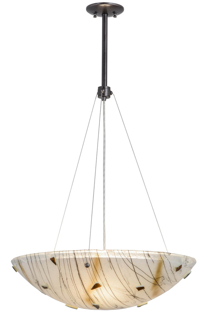 Meyda Tiffany 156008 Three Light Inverted Pendant, Black Metal