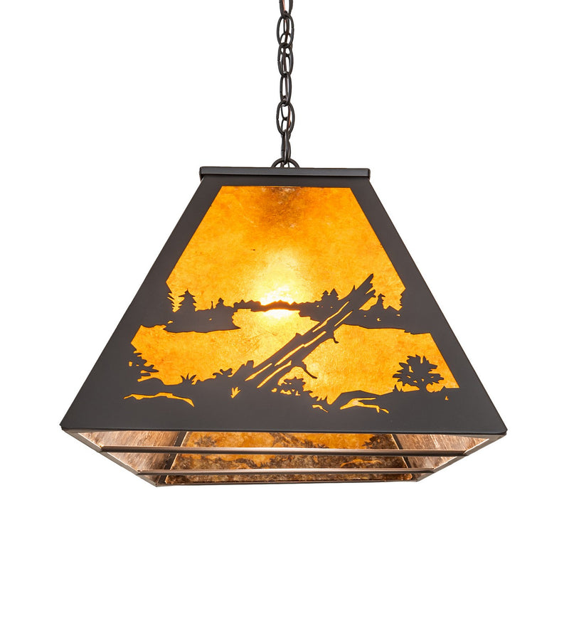 Meyda Tiffany 156358 Nine Light Oblong Pendant, Wrought Iron