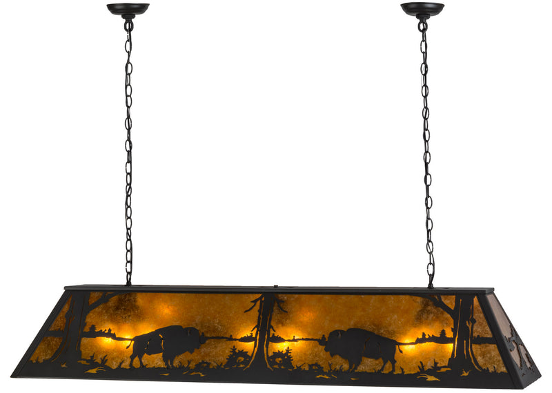Meyda Tiffany 156358 Nine Light Oblong Pendant, Wrought Iron