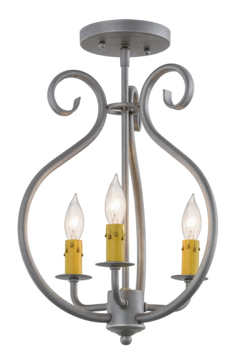 Meyda Tiffany 156747 Three Light Flushmount, Pewter Powder Coat