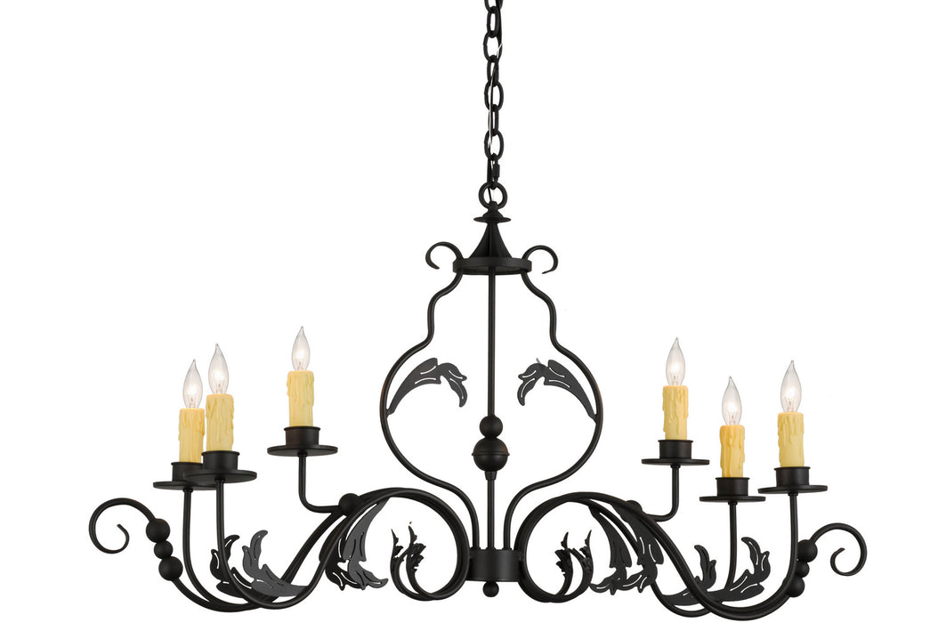 Meyda Tiffany 157238 Six Light Chandelier, Wrought Iron
