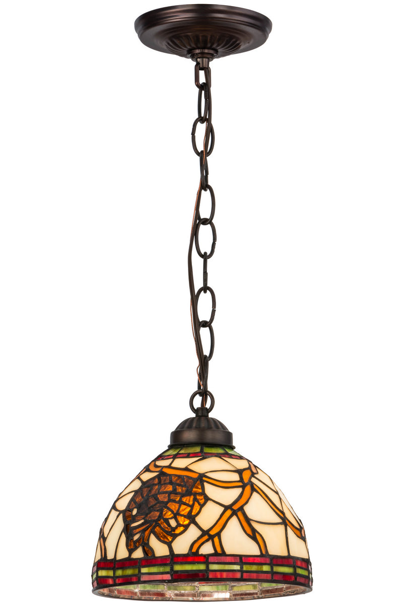 Meyda Tiffany 157395 One Light Mini Pendant, Mahogany Bronze