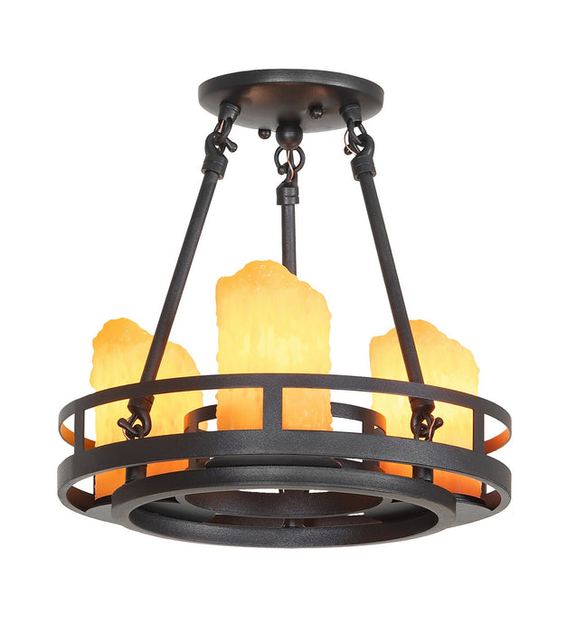 Meyda Tiffany 157815 Three Light Semi-Flushmount, Black Metal