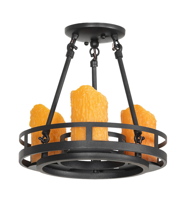 Meyda Tiffany 157815 Three Light Semi-Flushmount, Black Metal