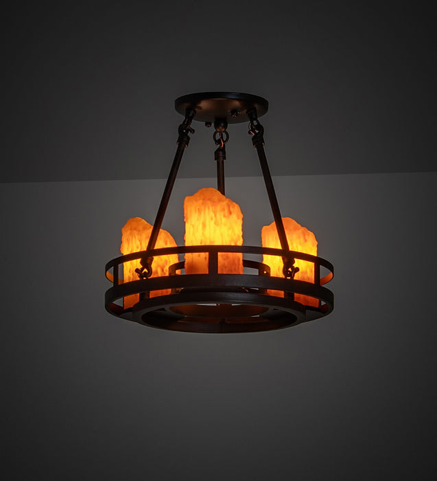 Meyda Tiffany 157815 Three Light Semi-Flushmount, Black Metal