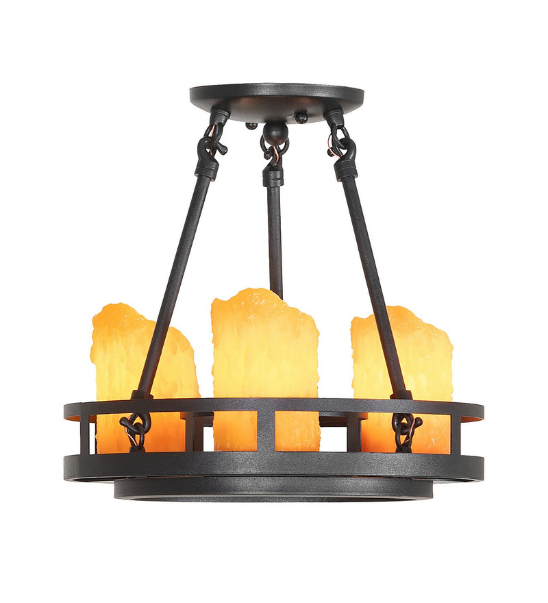 Meyda Tiffany 157815 Three Light Semi-Flushmount, Black Metal