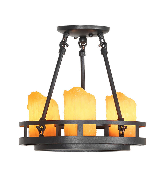 Meyda Tiffany 157815 Three Light Semi-Flushmount, Black Metal