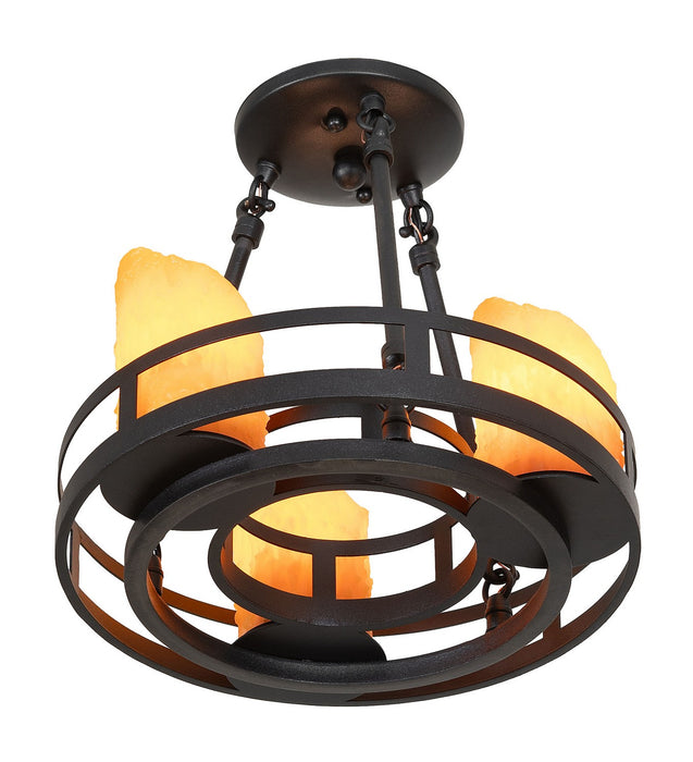 Meyda Tiffany 157815 Three Light Semi-Flushmount, Black Metal