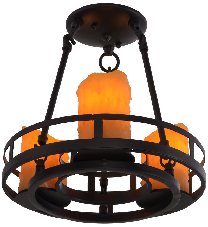 Meyda Tiffany 157815 Three Light Semi-Flushmount, Black Metal