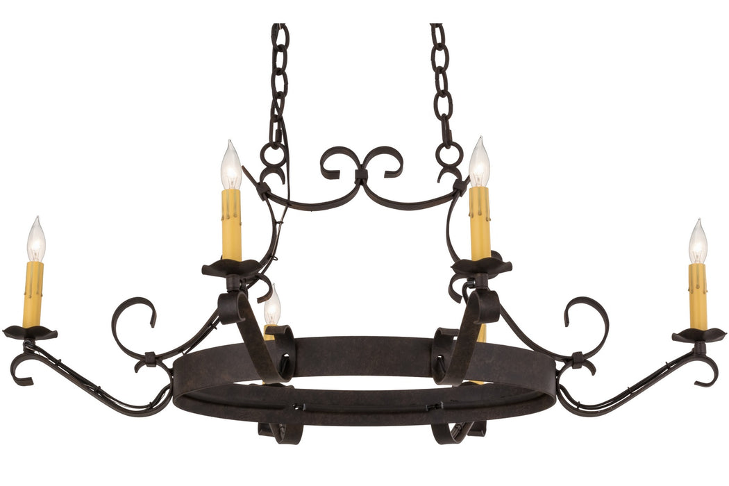 Meyda Tiffany 157894 Six Light Chandelier, Chestnut