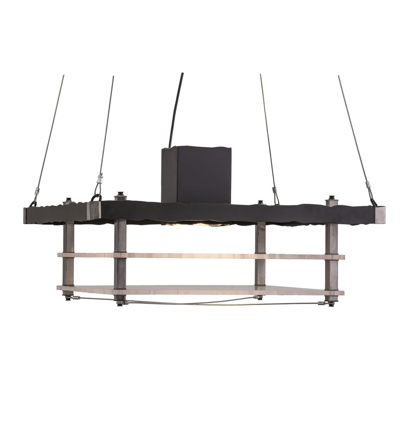 Meyda Tiffany 158390 Two Light Pendant, Black Deco/Raw Steel