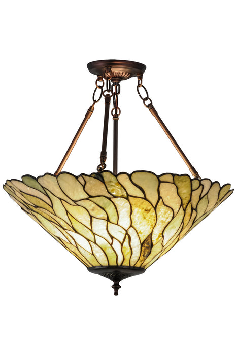 Meyda Tiffany 158688 Three Light Inverted Pendant, Mahogany Bronze