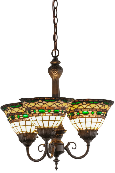 Meyda Tiffany 158700 Three Light Chandelier, Mahogany Bronze