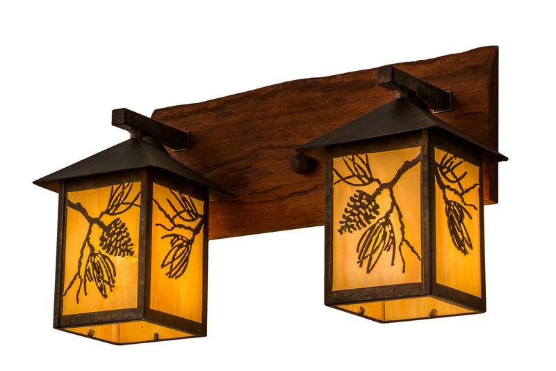 Meyda Tiffany 158775 Two Light Wall Sconce, Steel,Natural Wood