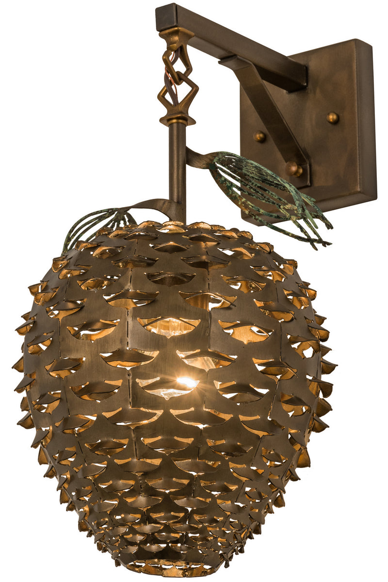 Meyda Tiffany 158943 One Light Wall Sconce, Antique Copper/Green Needles