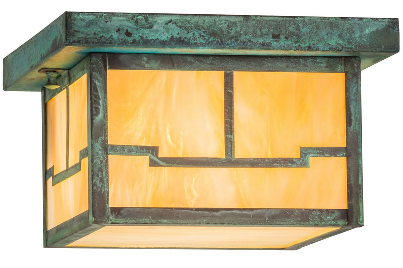 Meyda Tiffany 159221 One Light Flushmount, Craftsman Verdigris