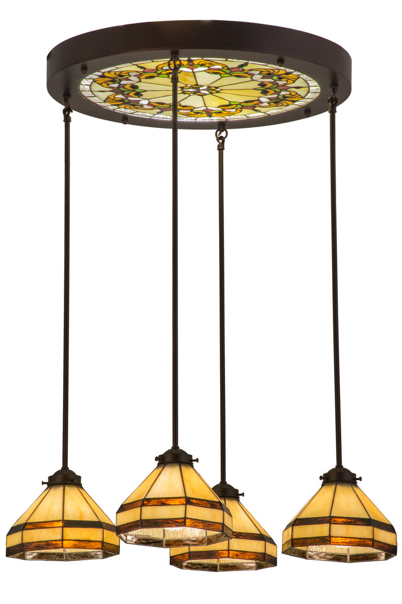 Meyda Tiffany 159298 Four Light Pendant, Mahogany Bronze