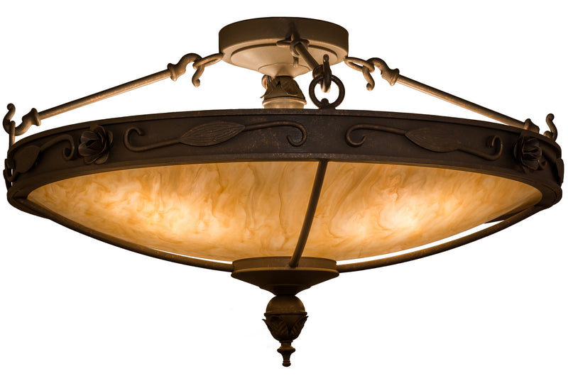 Meyda Tiffany 159823 Four Light Flushmount, Gilded Tobacco