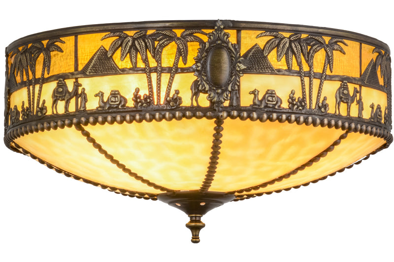 Meyda Tiffany 160257 Three Light Flushmount, Antique Brass