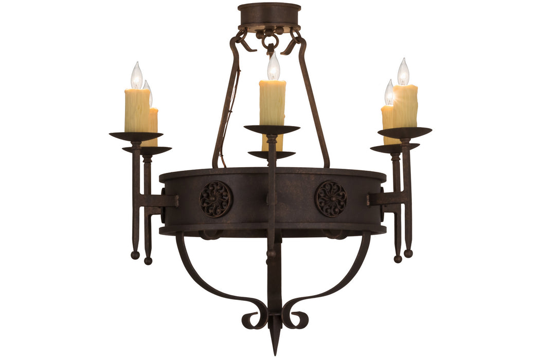 Meyda Tiffany 160259 Six Light Chandelier, Gilded Tobacco