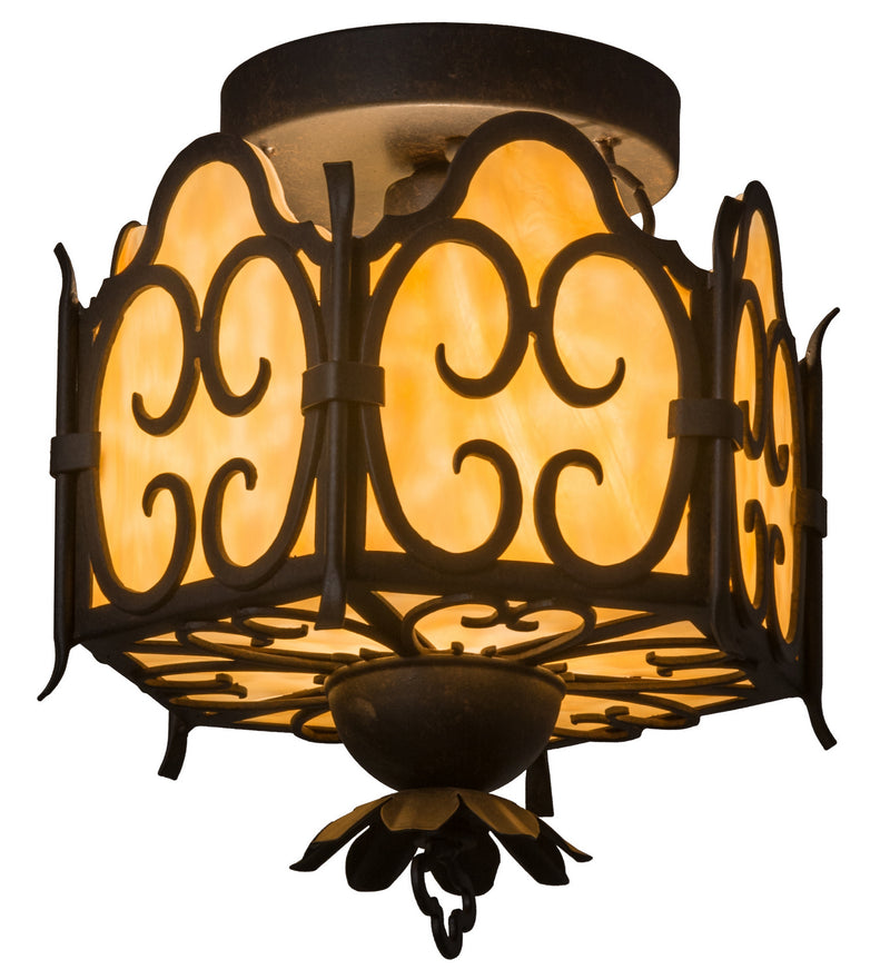 Meyda Tiffany 160262 One Light Semi-Flushmount, Chestnut