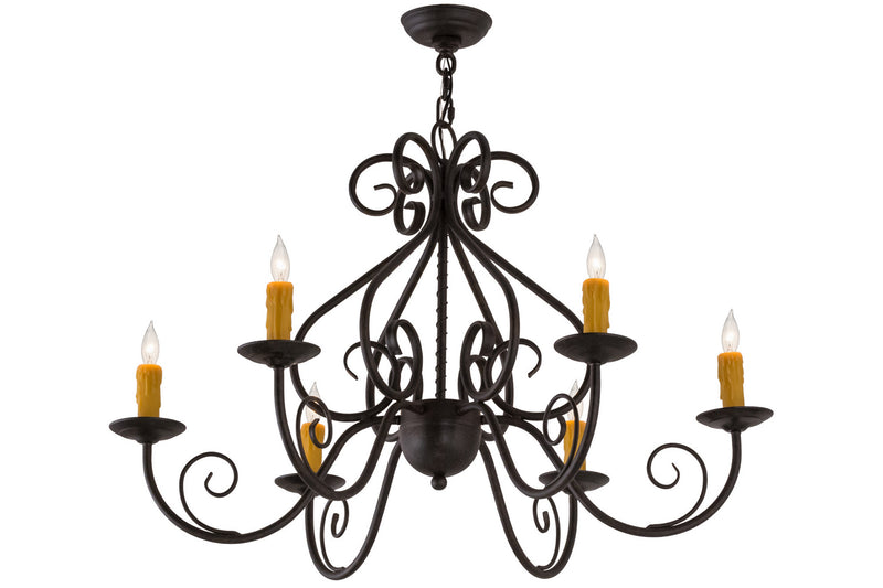 Meyda Tiffany 160446 Six Light Chandelier, Chestnut Textured