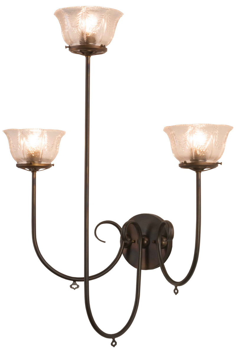 Meyda Tiffany 160555 Three Light Wall Sconce, Light Burnished Antique Copper