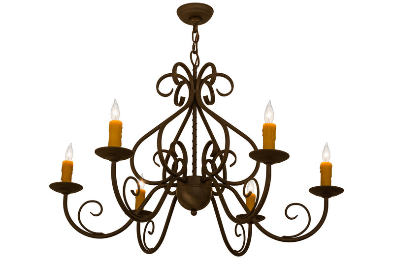 Meyda Tiffany 160714 Six Light Chandelier, Gilded Tobacco