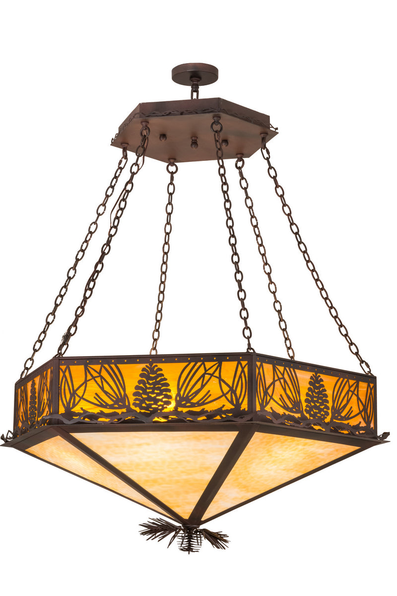 Meyda Tiffany 160953 Six Light Inverted Pendant, Wrought Iron On Rust