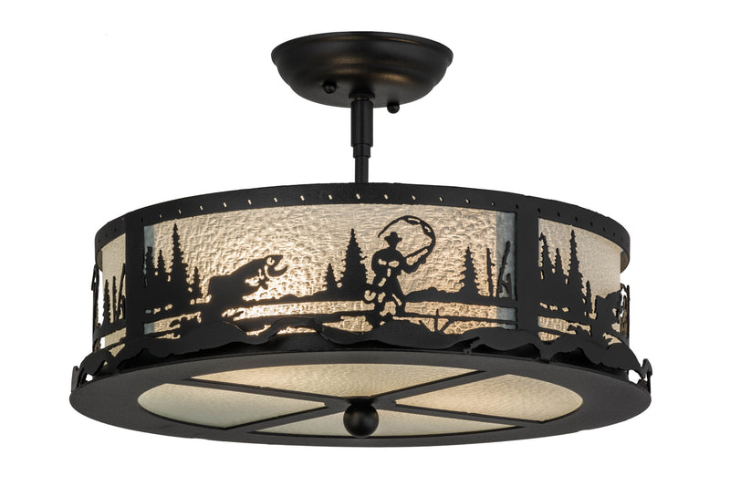 Meyda Tiffany 161317 Two Light Flushmount, Textured Black