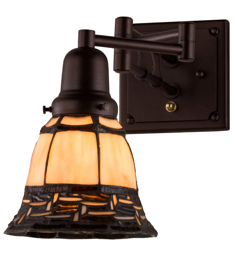 Meyda Tiffany 161597 One Light Swing Arm Wall Sconce, Custom,Mahogany Bronze