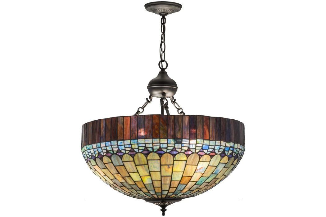 Meyda Tiffany 161783 Six Light Inverted Pendant, Black Metal