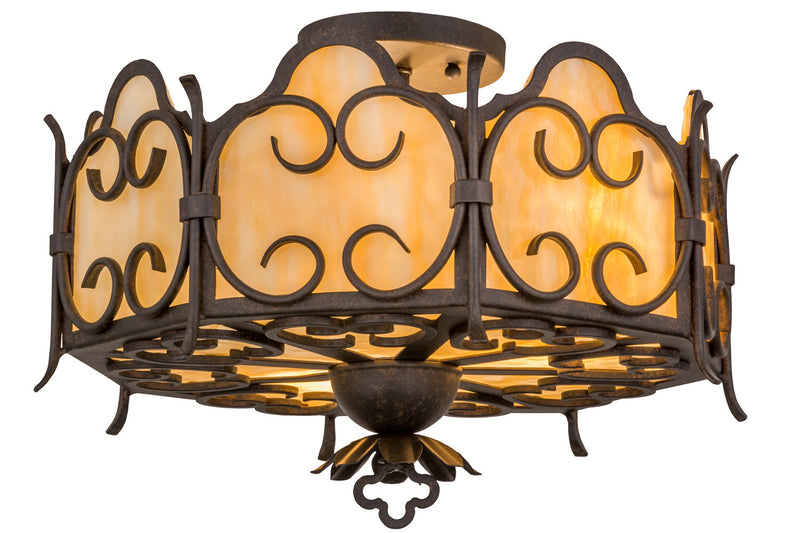 Meyda Tiffany 162099 Three Light Flushmount, Chestnut