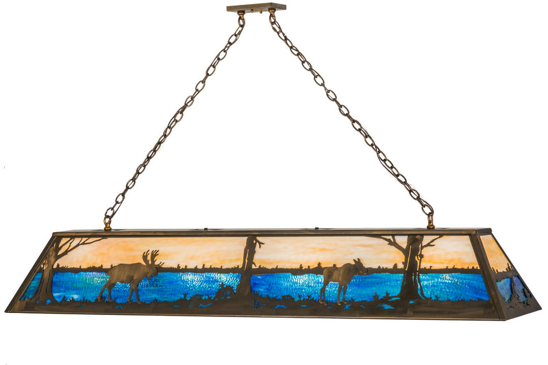 Meyda Tiffany 162207 Eight Light Oblong Pendant, Antique Copper