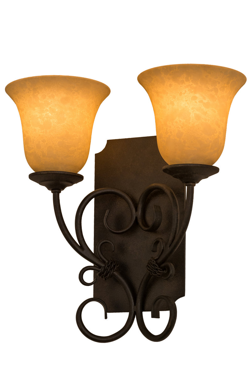 Meyda Tiffany 162462 Two Light Wall Sconce, Chestnut