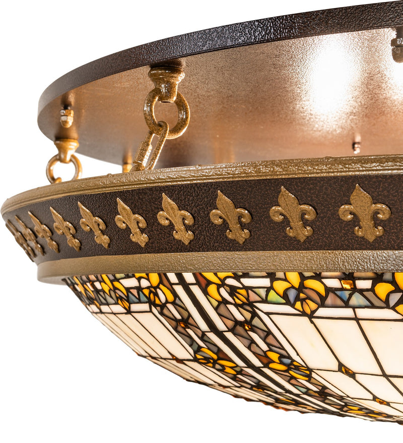 Meyda Tiffany 163008 Eight Light Flushmount, Copper Vein & Nu Gold