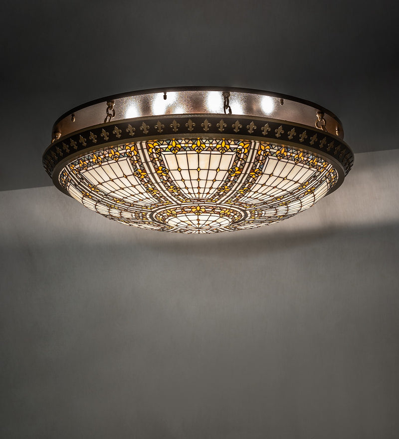 Meyda Tiffany 163008 Eight Light Flushmount, Copper Vein & Nu Gold