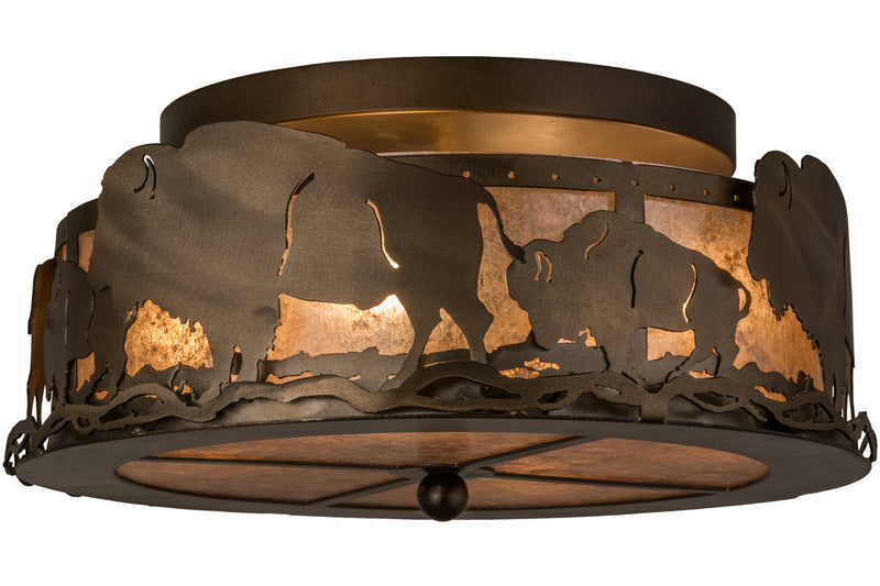 Meyda Tiffany 163246 Four Light Flushmount, Antique Copper