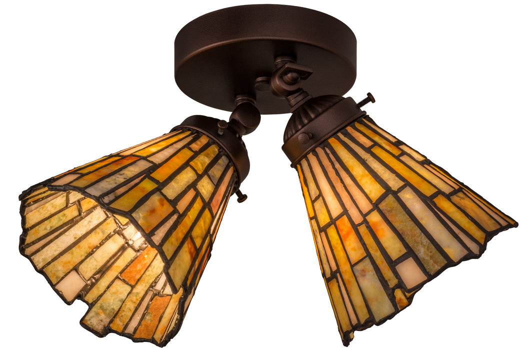 Meyda Tiffany 163434 Two Light Flushmount, Mahogany Bronze