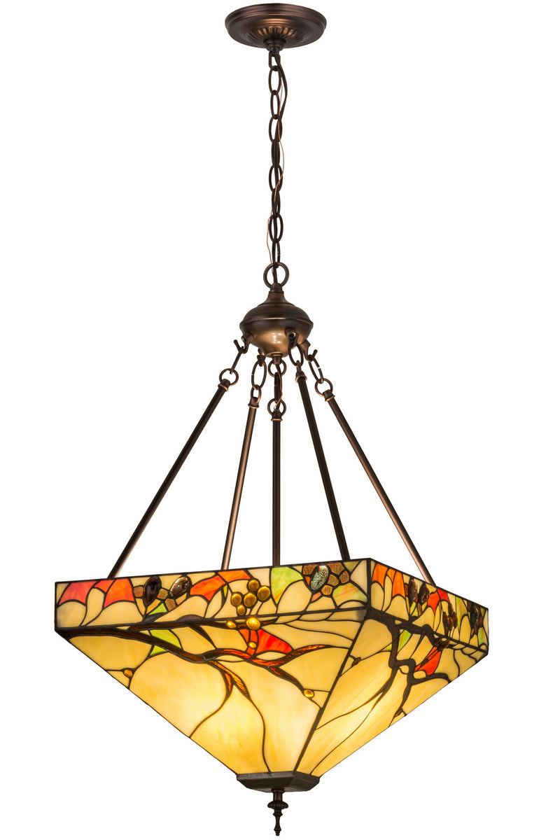 Meyda Tiffany 163669 Three Light Inverted Pendant, Natural Wood