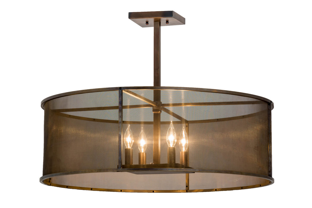 Meyda Tiffany 163842 Four Light Pendant, Antique Brass