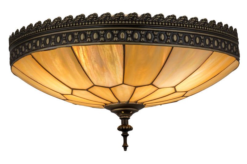 Meyda Tiffany 163939 Three Light Flushmount, Craftsman Brown